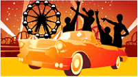 illustration of car and carnival